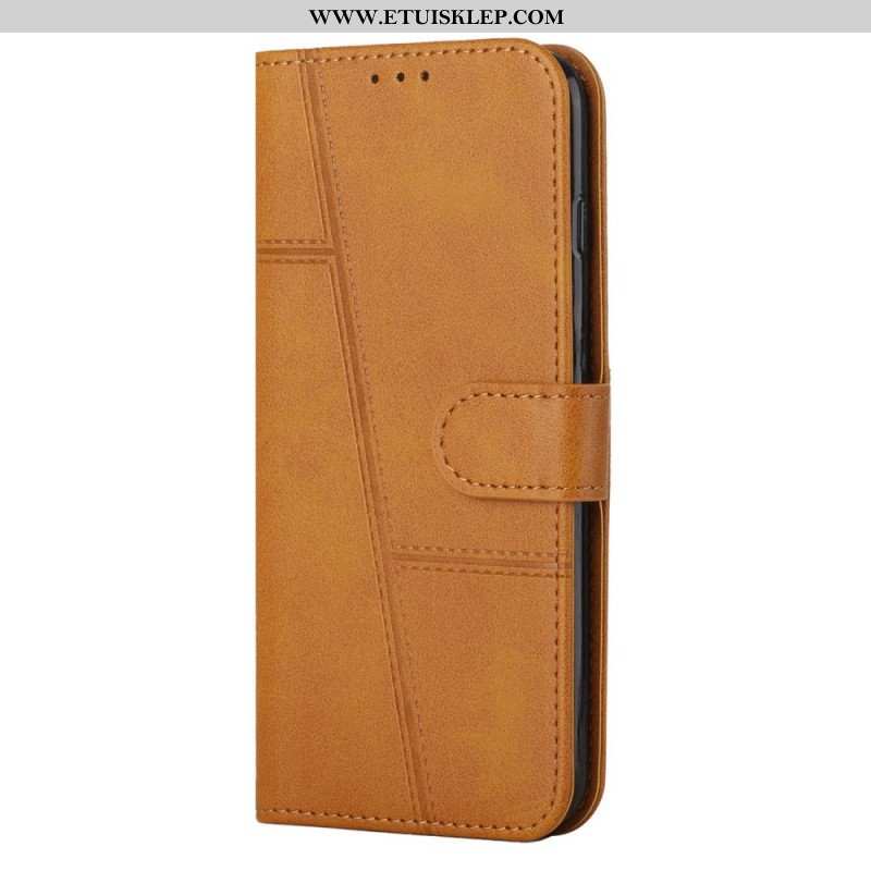 Etui Folio do Samsung Galaxy S23 5G z Łańcuch Paskowaty Geometryczny Skórzany Styl